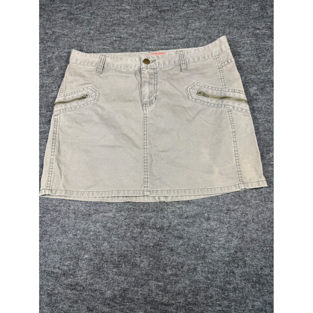 Y2K Mossimo Women Cargo Skirt Size 11 Khaki Zip Pockets Cotton Utility Mini